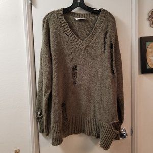 Zara Knit Deconstructed long sleeve boyfriend sweater.